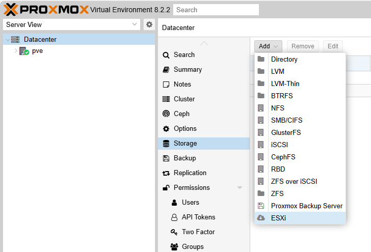 如何將VMware ESXi的VM轉移到Proxmox VE | ESXi VM 轉移到 PVE 3 ESXi VM 轉移到 PVE 操作介面畫面