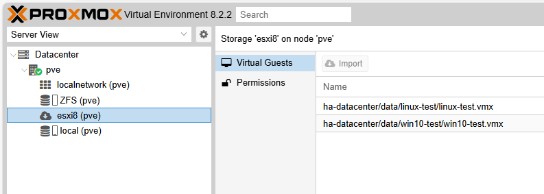 如何將VMware ESXi的VM轉移到Proxmox VE | ESXi VM 轉移到 PVE 5 ESXi VM 轉移到 PVE 操作介面畫面