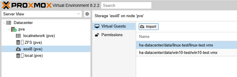 如何將VMware ESXi的VM轉移到Proxmox VE | ESXi VM 轉移到 PVE 6 ESXi VM 轉移到 PVE 操作介面畫面